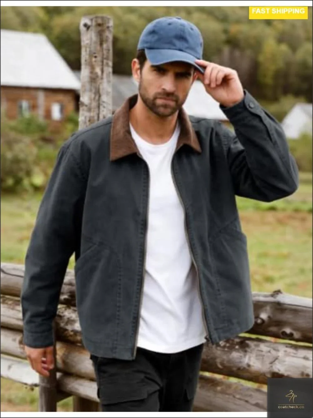 Men's Lightweight Full Zip Casual Work Barn Jacket Windbreaker Polyester
